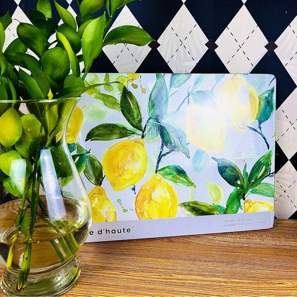 Other - SOLD!!! Lemon Placemats Cork Citrus Botanical Cottagecore Farmhouse Kitchen